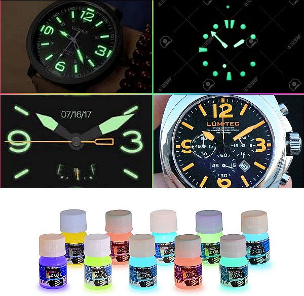 25ml Tinta Corion Glow Pre Mixed Luminosa Lumix p/ ponteiro quadrante de relogio