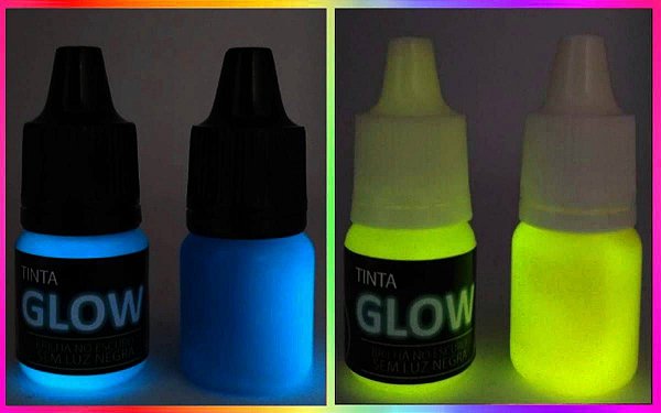 Kit 2 Cores: Azul Neon + Amarelo Neon Tinta Corion Glow 5ml c/aplicador