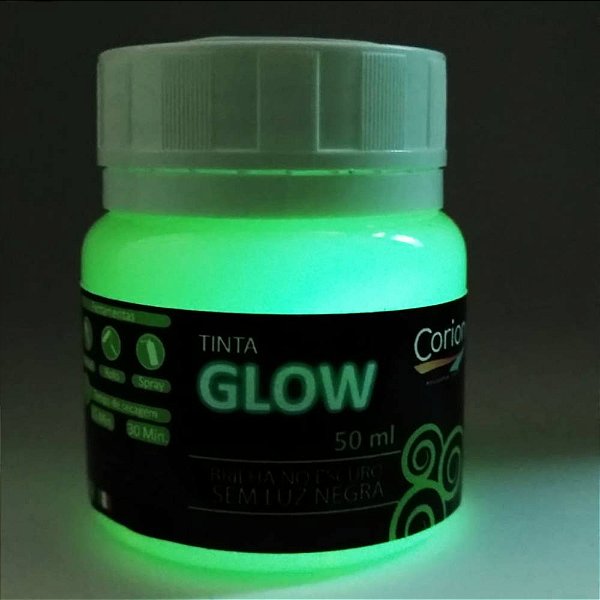Kit 2 Cores 50ml + Primer + Verniz. Tinta Glow Corion Led Cell. Fotoluminescente. Brilha no Escuro Luminescente