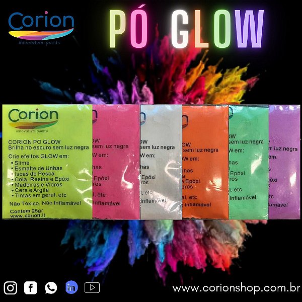 1 kg Po Corion Glow para Resina Epoxi, EVA, Cola, Tinta Branca. Brilha no Escuro sem Luz Negra