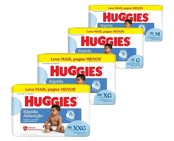 Fralda Huggies Pacote Mega – Escolha o Tamanho (P, M, G, XG, XXG)