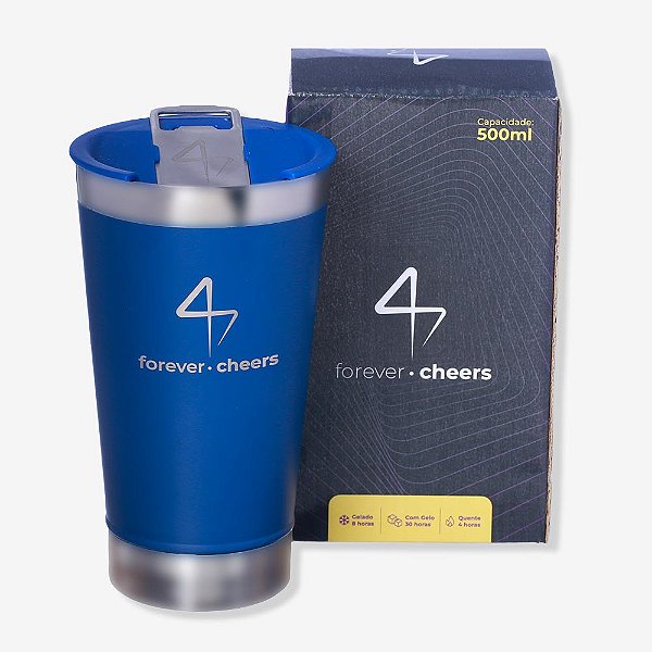 COPO TERMICO AZUL VIAGEM FOREVER CHEERS 500ML