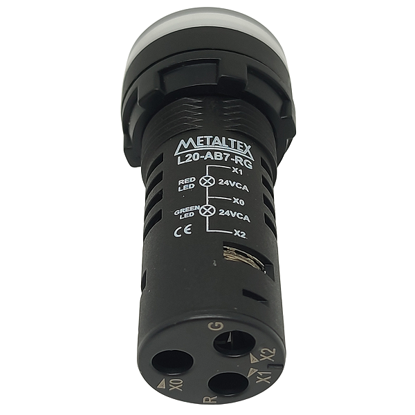 L20-AB7-RG SINALEIRO 22MM LED BICOLOR VERMELHO/VERDE 24VCA/CC I26015 METALTEX