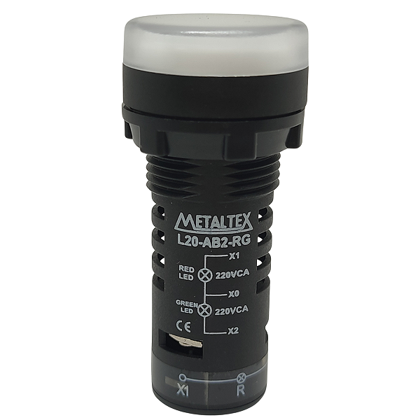 L20-AB2-RG SINALEIRO 22MM LED BICOLOR VERMELHO/VERDE 220VCA I26014 METALTEX