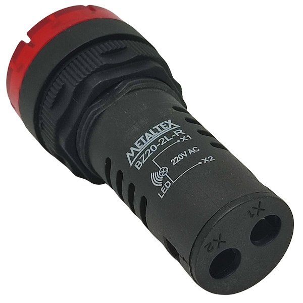 BZ20-2L-R SINALIZADOR 22MM SONORO LED 220VCA VERMELHO I11235 METALTEX