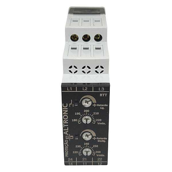 RTT 21-23-25-27MM 220VCA RELÉ DE TENSÃO TRIFÁSICA COM RETARDO ALTRONIC