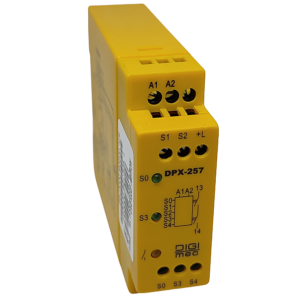 DPX-257 RELÉ DE SEGURANÇA PARA PARADA DE EMERGÊNCIA 24VCA/VCC T2 DIGIMEC