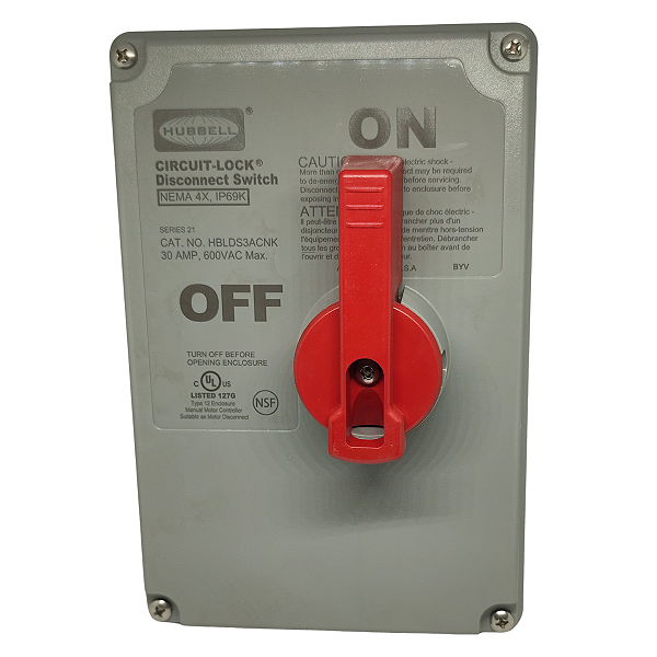 HBLDS3ACNK CHAVE DE DESCONEXÃO 30A 600V HUBBELL