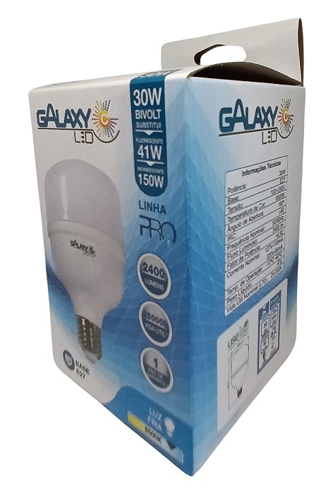 4201A LÂMPADA LED BULBO T 30W 6500K E27 BIVOLT GALAXY LED