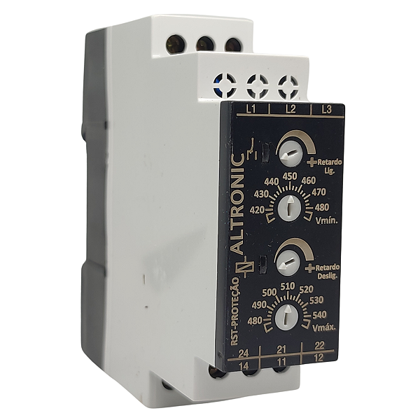 RST 22/24/26/28MM RELÉ DE SUPERVISÃO TRIFÁSICO COM RETARDO 2 SPDT 480VCA ALTRONIC