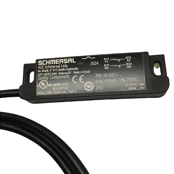 BNS 36-02Z-L SENSOR MAGNÉTICO DE SEGURANÇA 0,25 MM2 30 AWG CABO 1M 19315203 SCHMERSAL