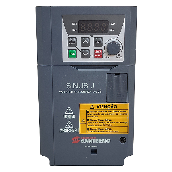 SINUS J 0003 2S/T BIK2 INVERSOR DE FREQUÊNCIA 1,5CV 5,9A MONOFÁSICO/TRIFÁSICO 3 CV 9,6A 200-230V ZZ0173040 SANTERNO