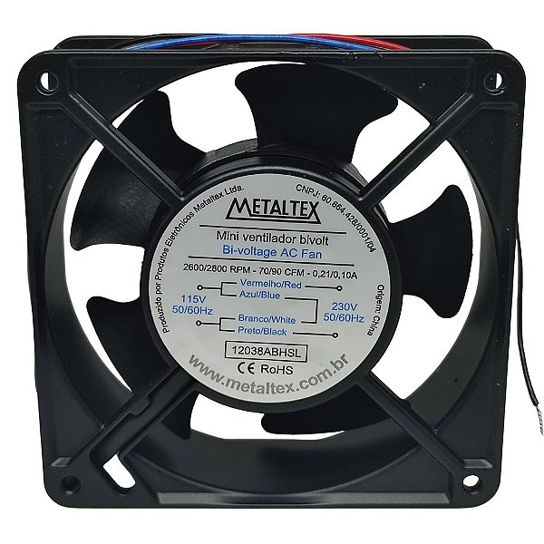 12038ABHSL VENTILADOR 120X120X38MM 115/230VCA BUCHA I11458 METALTEX