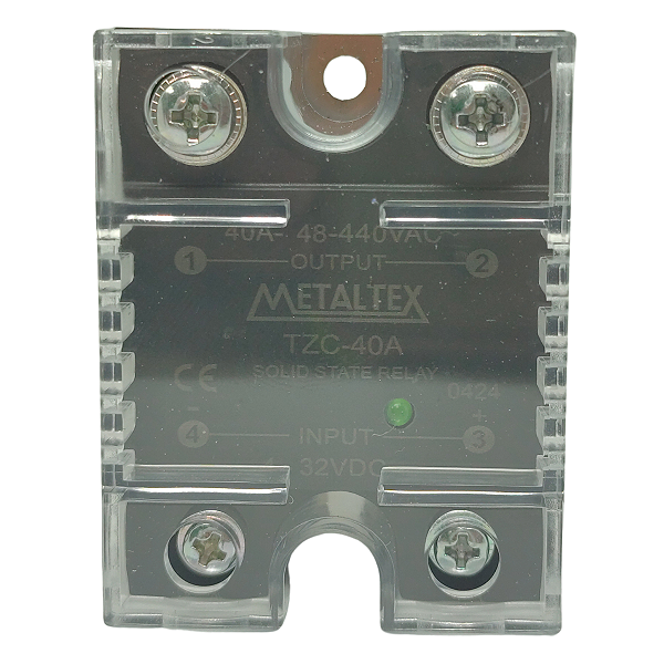 TZC-40A RELÉ DE ESTADO SOLIDO MONOFÁSICO 40A 3 À 32 VCC 48 À 400 VCA I08565 METALTEX
