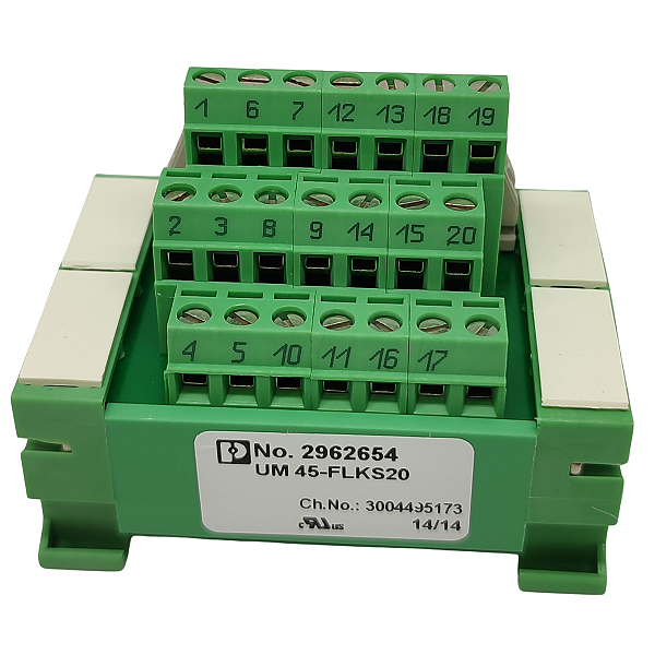 UM 45-FLKS20 PLACA DE TERMINAÇÃO 20 PÓLOS 2962654 PHOENIX CONTACT
