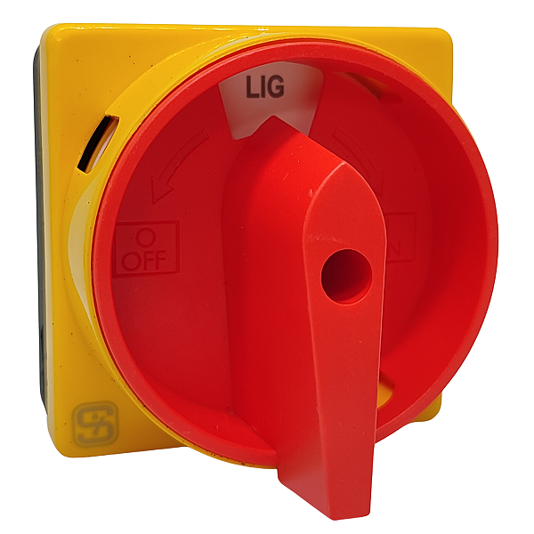 RDY/R MB34 MANOPLA FRONTAL AMARELA KNOB VERMELHO TERMOPLÁSTICO 3 POSIÇÕES PARA CADEADO 162030 SCHMERSAL