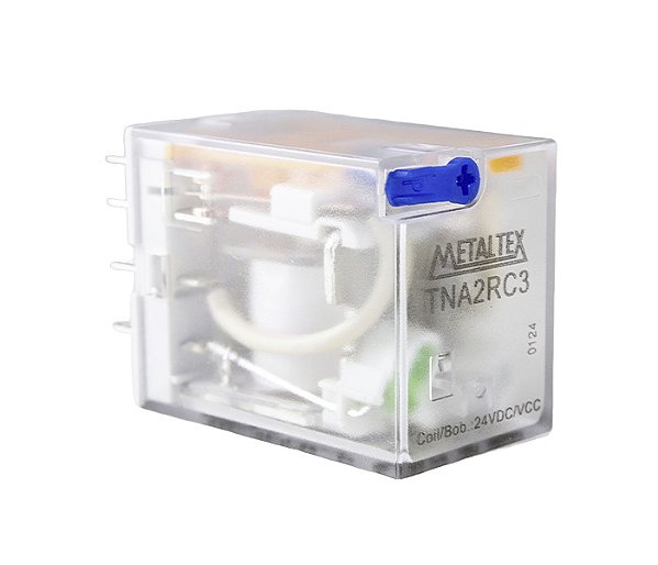 TNA2RC3 RELÉ 2 CONTATOS REVERSÍVEIS 10A BOBINA 24VCC COM LED INDICADOR I12922 METALTEX