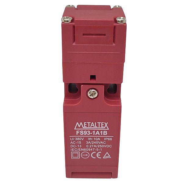 FS93-1A1B CHAVE FIM DE CURSO DE SEGURANÇA 1NA+1NF AÇÃO RÁPIDA I28500 METALTEX