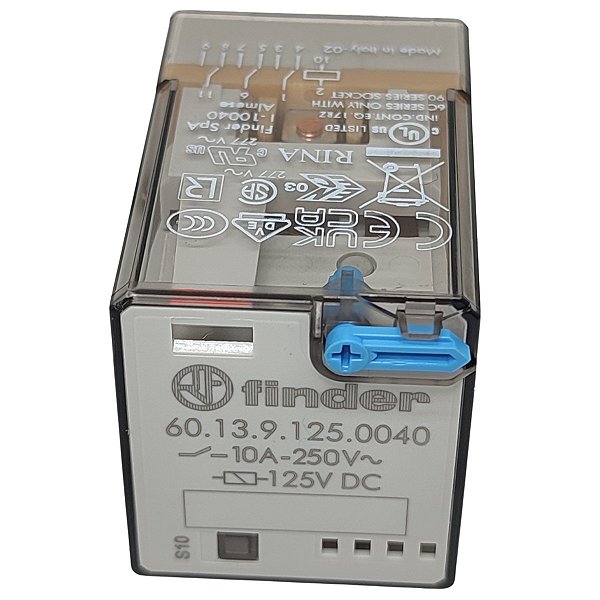 60.13.9.125.0040 RELÉ UNDECAL FIXAÇÃO BASE 3 REVERSÍVEIS 125VDC FINDER