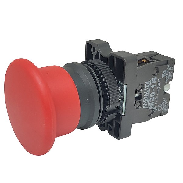 P20AMR-R-1B PULSADOR COGUMELO 22MM PLÁSTICO VERMELHO 1NF I23266 METALTEX