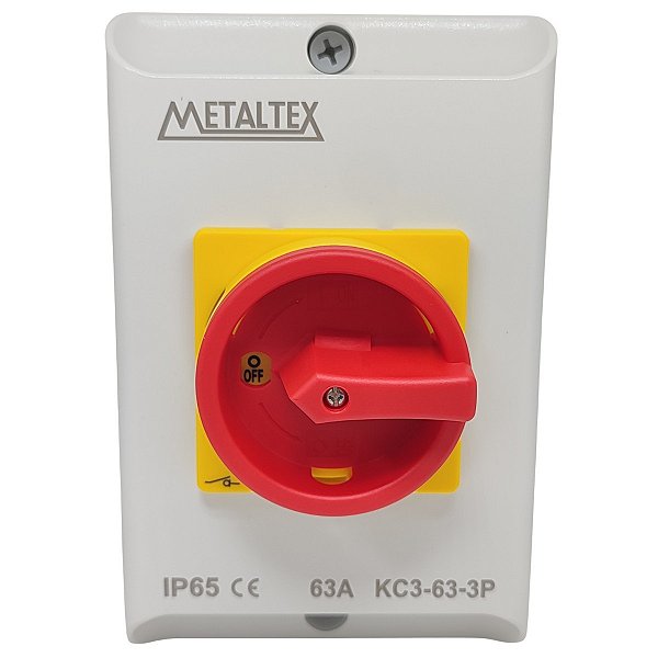 KC3-63-3P CHAVE SECCIONADORA 3 PÓLOS 63A EM CAIXA IP65 I21504 METALTEX