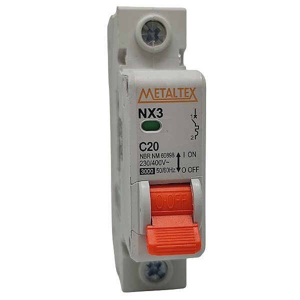 NX3-1C20 MINI DISJUNTOR 3KA 1 PÓLO CURVA C 20A I27660 METALTEX