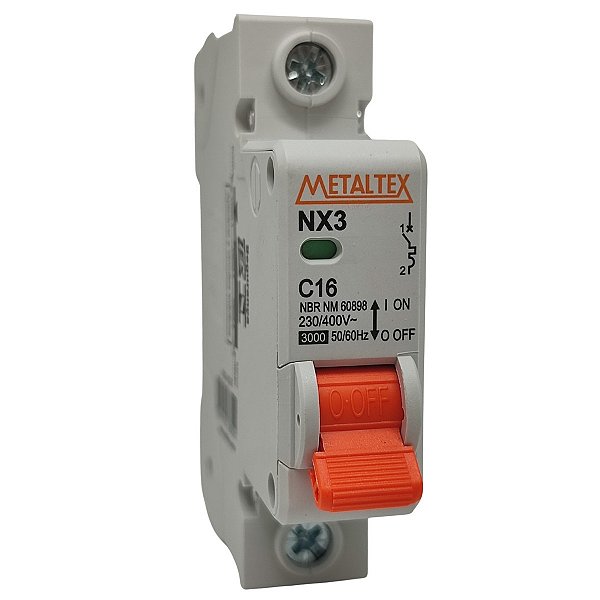 NX3-1C16 MINI DISJUNTOR 3KA 1 PÓLO CURVA C 16A I27659 METALTEX