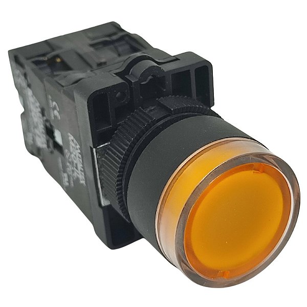 P20IGR-Y-1C PULSADOR ILUMINADO 22MM PLÁSTICO AMARELO 220V 1NA+1NF I23243 METALTEX