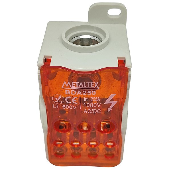 BDA250 BLOCO DE DISTRIBUIÇÃO MODULAR 250A 12 TERMINAIS I22856 METALTEX