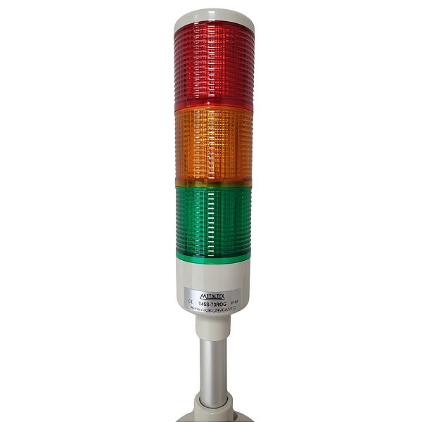 T45S-73ROG TORRE DE SINALIZAÇÃO LED 45MM 24VCA CC VM/LRVD CONTINUA IP54 COM HASTE I27970 METALTEX