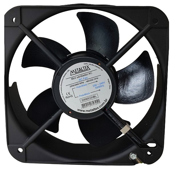 20060C2HBL VENTILADOR 200X200X60MM 220VCA ROLAMENTO I25576 METALTEX
