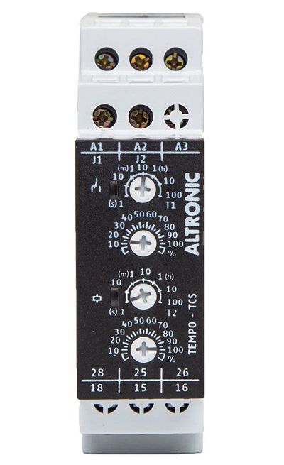 TCS 02-04 MM RELÉ DE TEMPO RETARDO/PULSO NA ENERGIZAÇÃO CÍCLICO (RE/RI) 2 SPDT ALTRONIC