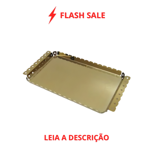 Bandeja Carrilha Dourada em Aço Inox com Desenhos Vazados 47cmX25,7cm