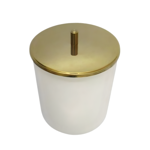 Lixeira Lara Branca e Dourada em Plástico e Aço Inox com Tampa Pino 5,4L