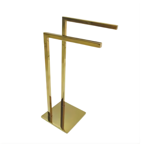 Toalheiro Duplo Aurora Dourado em Aço Inox