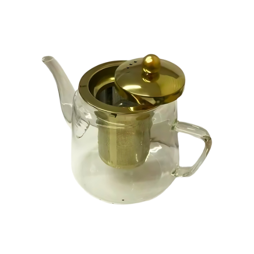 Bule de Chá Luxor Dourado em Vidro e Aço Inox com Infusor 600ml