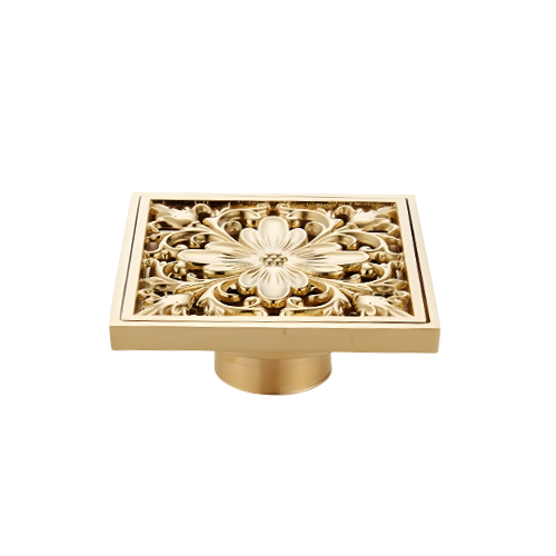 Ralo Elegance Quadrado Dourado em Aço Inox 10cmx10cm