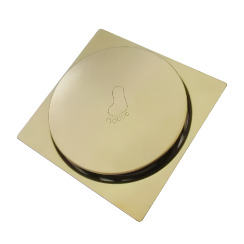 Ralo Agapi Inteligente Click Quadrado Dourado em Aço Inox