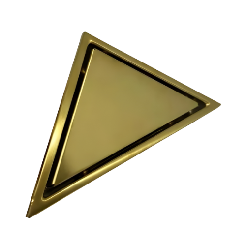 Ralo Julian Oculto Triangular Dourado em Aço Inox 23,3cmX16,5cm