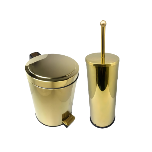 Kit Banheiro 2000(Ver. 1) 2 peças Dourado em Aço Inox