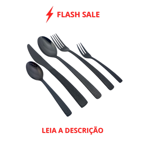 Faqueiro Norah 30 peças Preto em Aço Inox