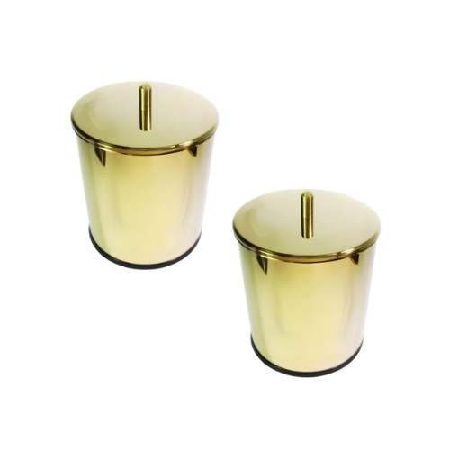 Kit Margot 2 Lixeiras Redondas Douradas em Aço Inox com Tampa Pino