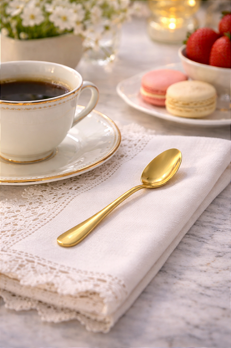 Colher de Café Passion Dourada em Aço Inox