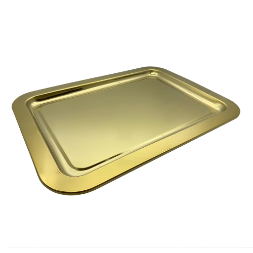 Bandeja Home Dourada em Aço Inox