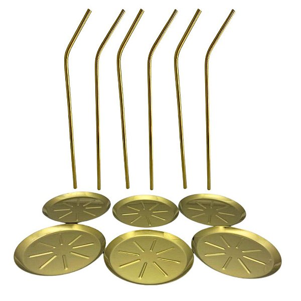 Kit Drink 12 peças Dourado em Aço Inox