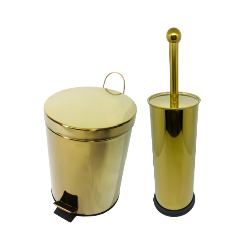 Kit Banheiro Delicado 2 peças Dourado em Aço Inox