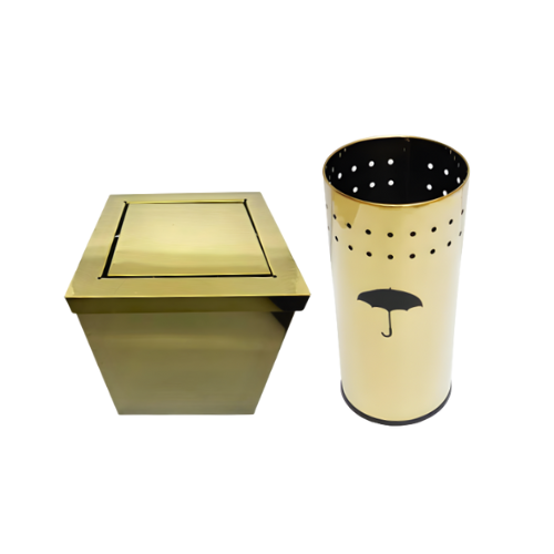 Kit Escritório Funcional 2 peças Dourado em Aço Inox