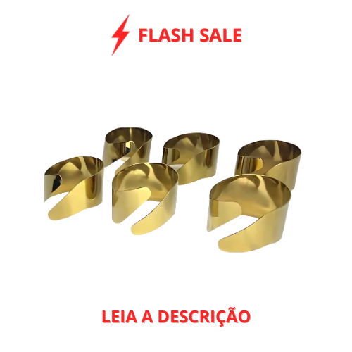 Conjunto de Argolas para Guardanapos Lena 6 peças Dourado em Aço Inox