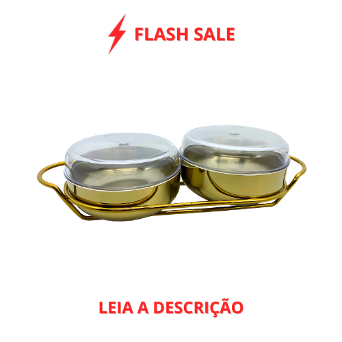 Conjunto para Patê Lena 3 peças Dourado em Aço Inox e Acrílico