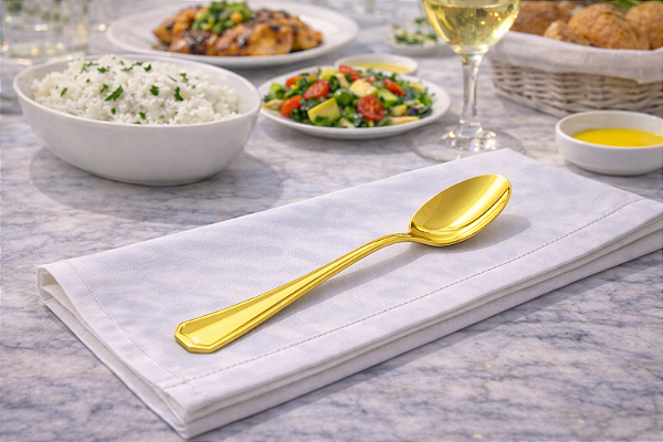Colher de Arroz Victoria Dourada em Aço Inox